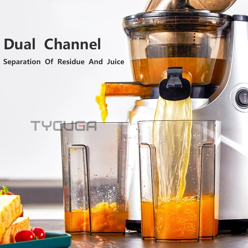 大口径スロージューサースクリューコールドプレス抽出器スラグジュース分離フィルターフリー簡単洗浄電動フルーツジューサーマシン - 画像 (5)