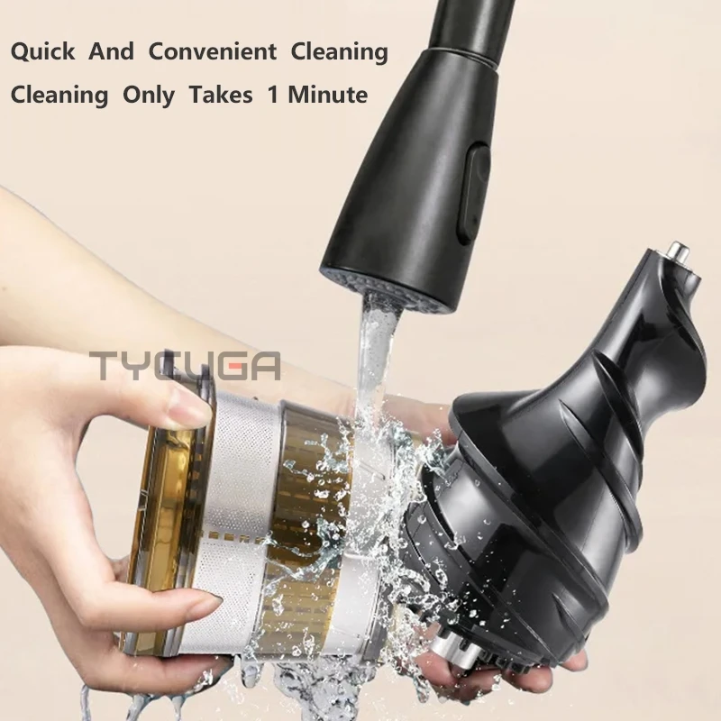 大口径スロージューサースクリューコールドプレス抽出器スラグジュース分離フィルターフリー簡単洗浄電動フルーツジューサーマシン - 画像 (6)