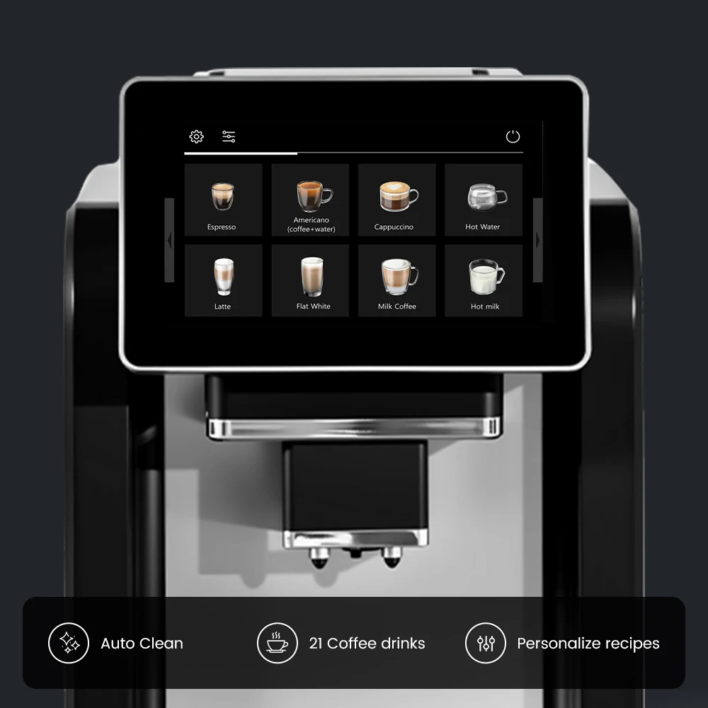 Mcilpoog WS817 -7 インチ colorfAutomatic エスプレッソマシン、ミルク泡立て器付き、家庭およびオフィス用 21 フレーバー - 画像 (2)